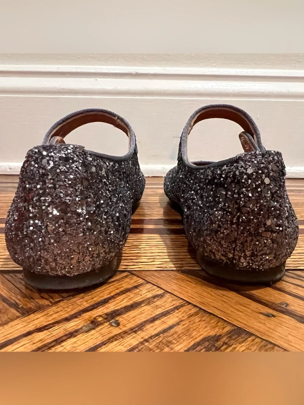 Papanatas Girls Gray Glitter Mary Jane Shoes EU 34 / US 3